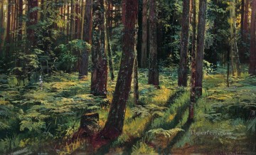 Helechos en el bosque siverskaya 1883 paisaje clásico Ivan Ivanovich Pinturas al óleo